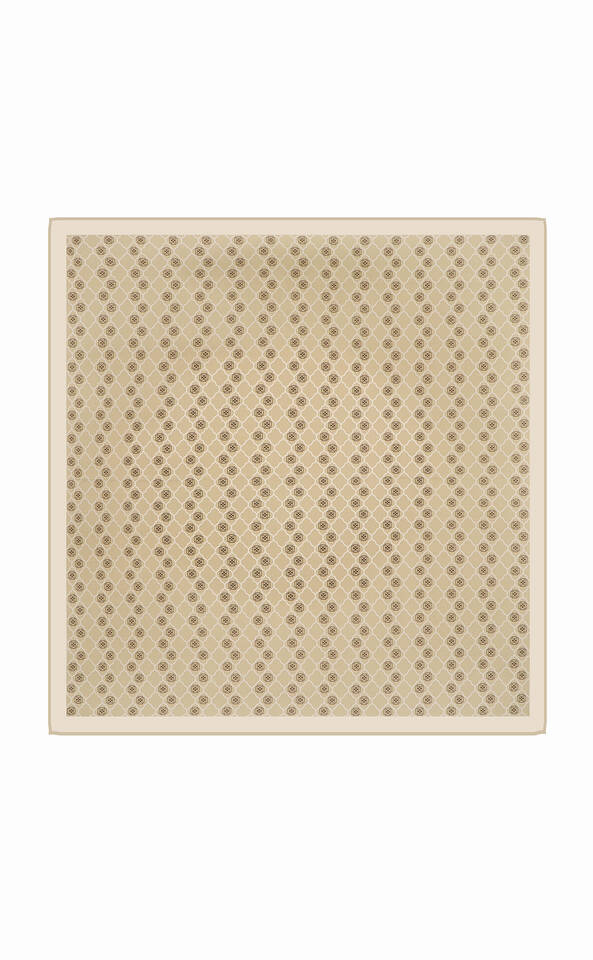 وشاح مربع حرير مونوغرام بيج 