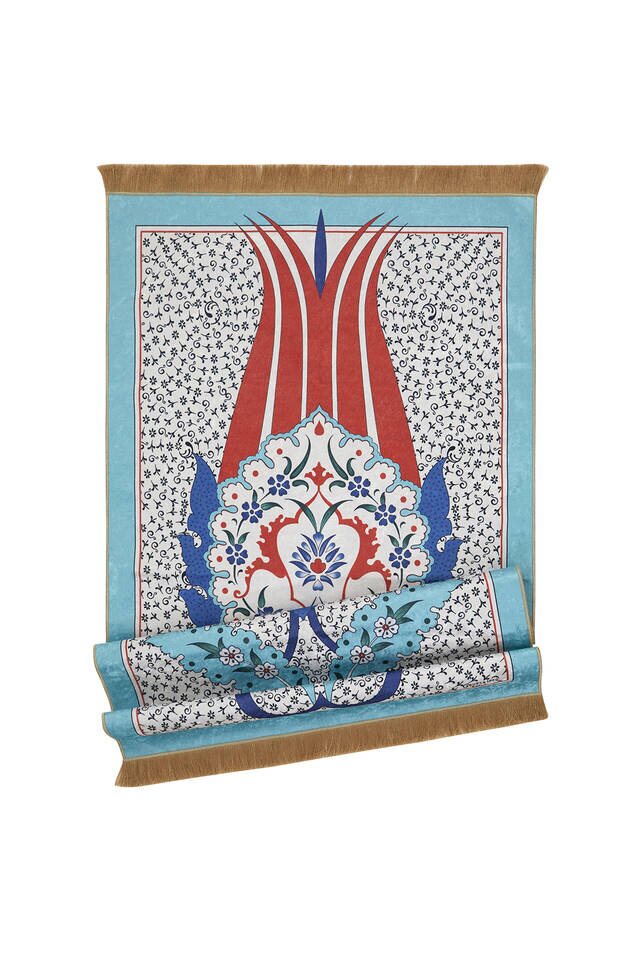 سجادة صلاة من المخمل الفيروزي - 4