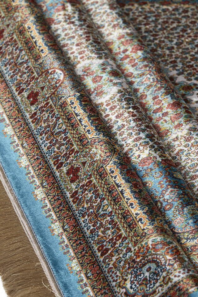 سجادة صلاة من المخمل الأخضر البترولي - 2