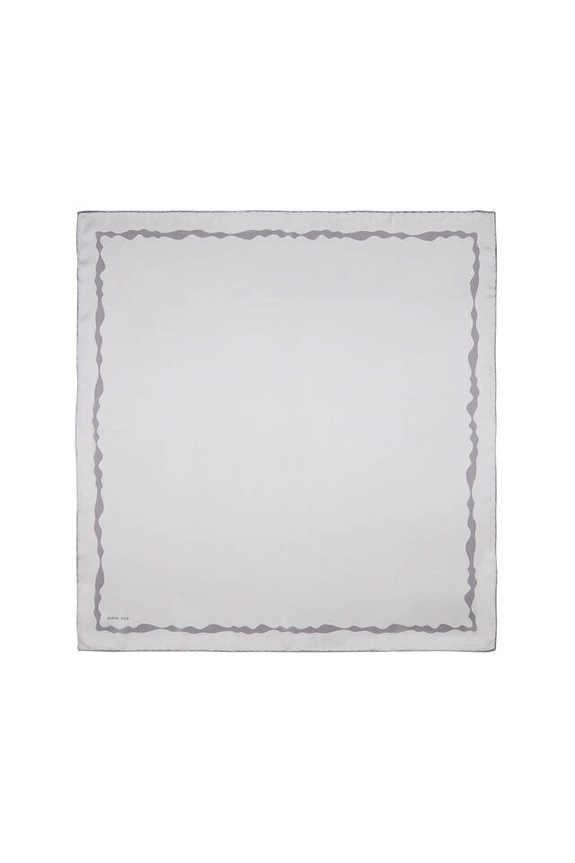 وشاح مربع حرير بموجة مائية يحدها رمادي 