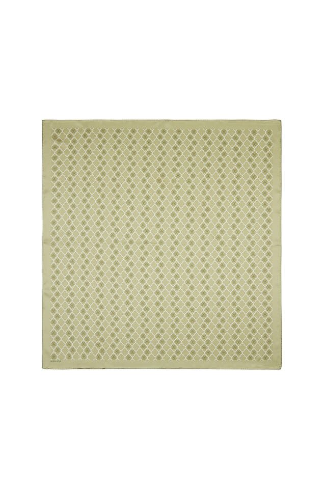 وشاح مربع حرير مونوغرام أخضر 