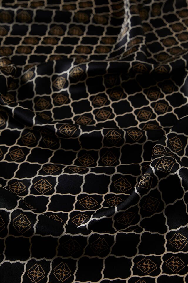 وشاح مربع حرير مونوغرام أسود - 3