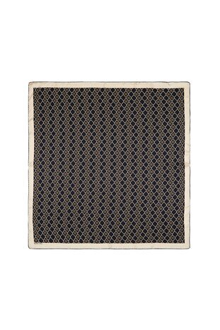 وشاح مربع حرير مونوغرام أسود 