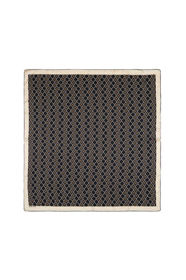 وشاح مربع حرير مونوغرام أسود 