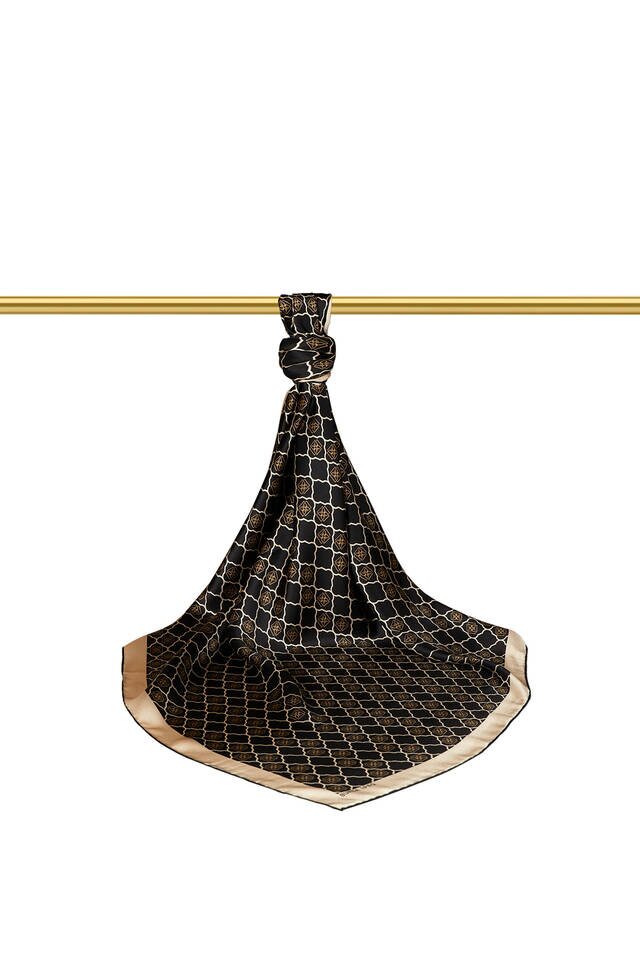 وشاح مربع حرير مونوغرام أسود - 2