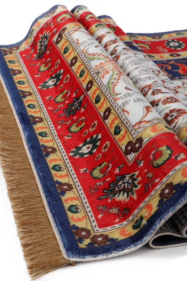 سجادة صلاة من الخيزران باللون الأزرق الداكن - 3