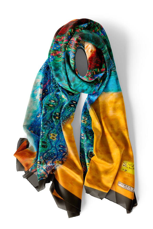 زيتية خضراء من Emile Föge Silk Painting Foulard - 4