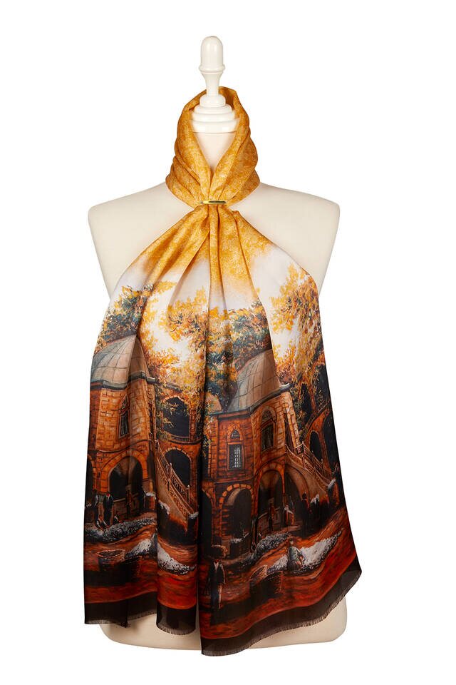 الخردل Kozahan Silk Painting Foulard - Bursa İpek
