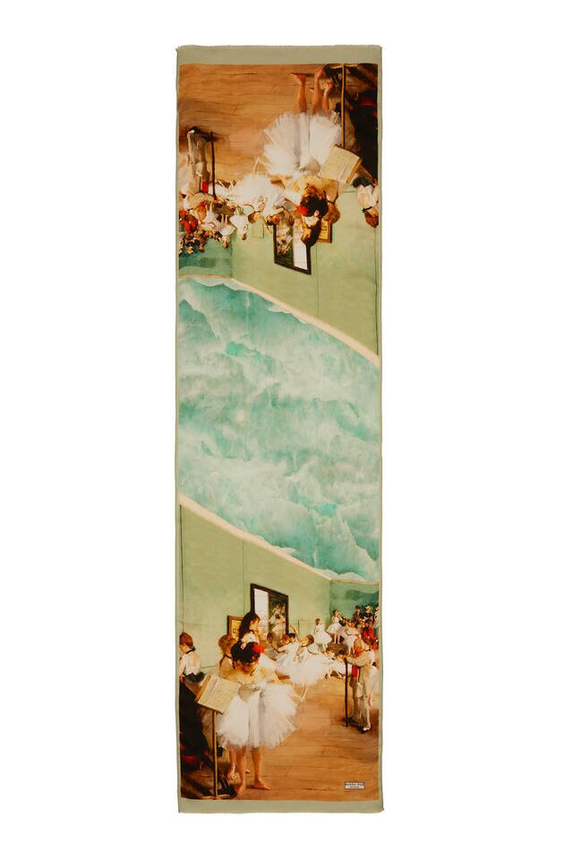 البيج راقصة الباليه حرير اللوحة الفولار - 5