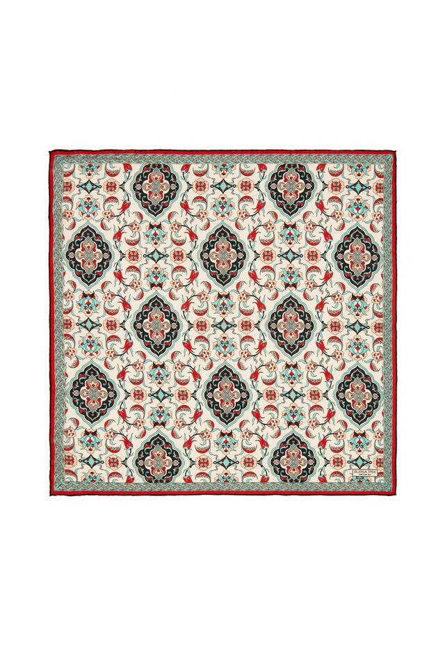 مربع جيب حرير بنمط توليب أسود إكرو 