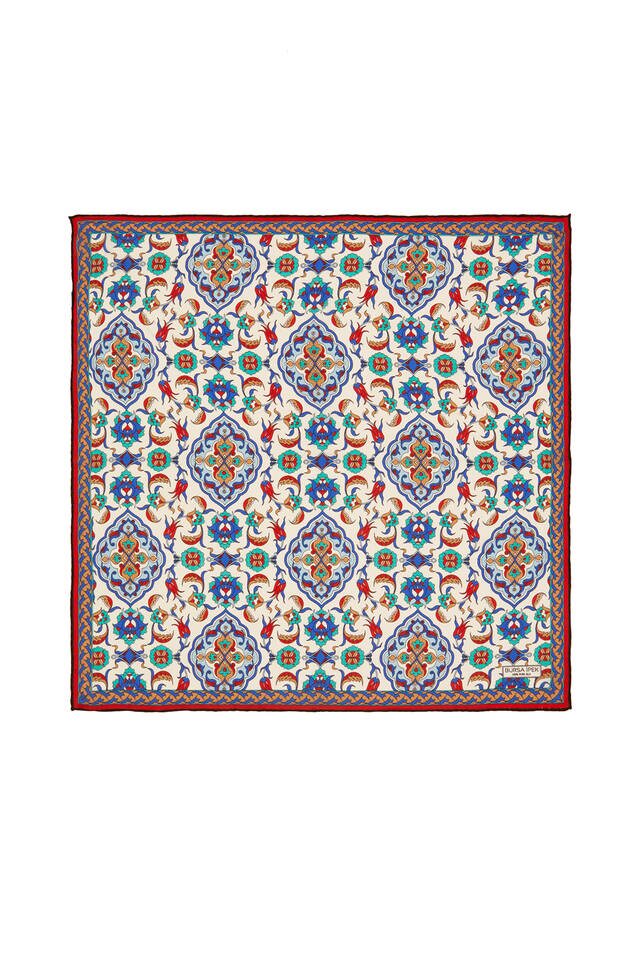 مربع جيب حرير بنمط توليب ذهبي إكرو 