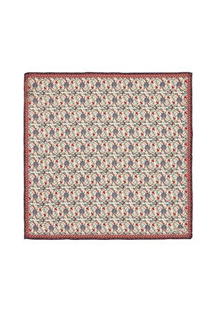 مربع جيب حرير بنمط توليب أزرق كحلي إكرو 