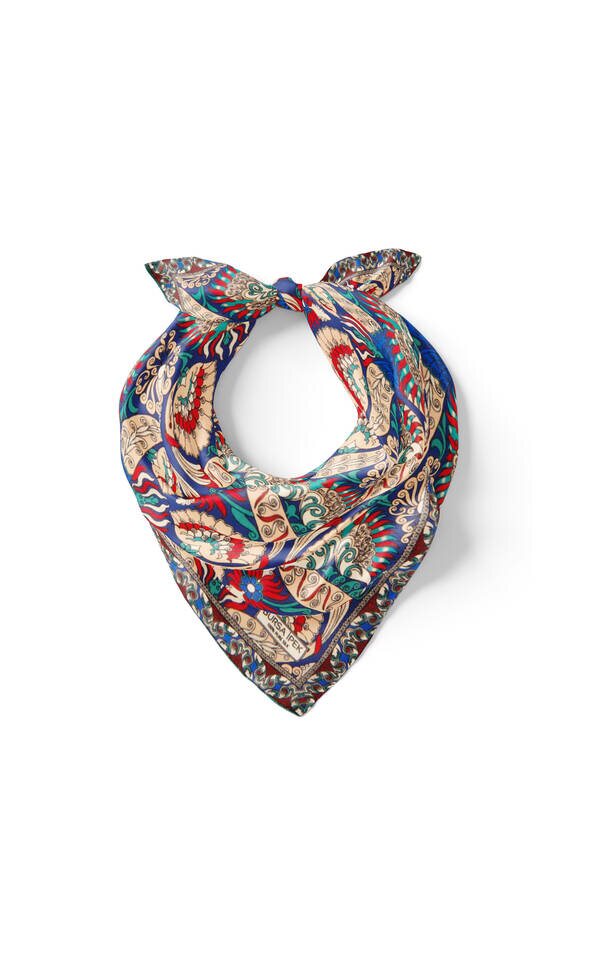 مربع الجيب الحرير نمط الطاووس الأحمر ساكس - 2