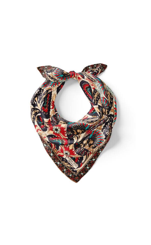 مربع جيب حرير بنمط طاووس أزرق كحلي - 2