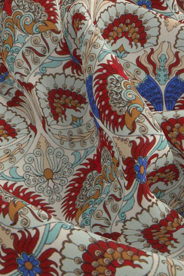 جيب مربع حرير بنمط طاووس نعناع إكرو - 3