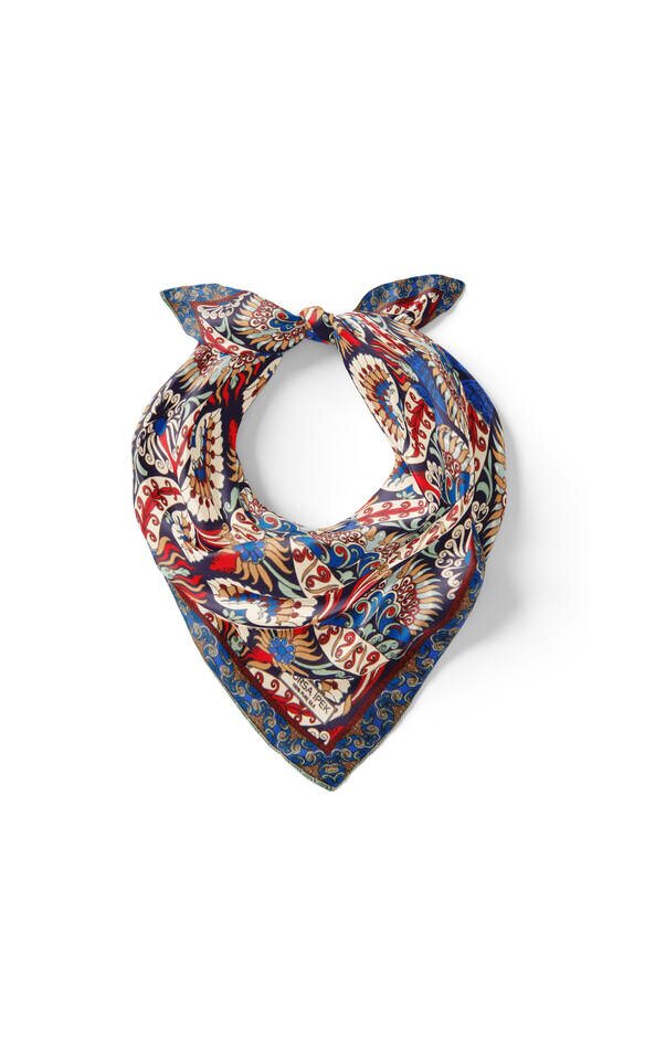 مربع الجيب الحرير نمط الطاووس الأزرق الداكن الأحمر - 2