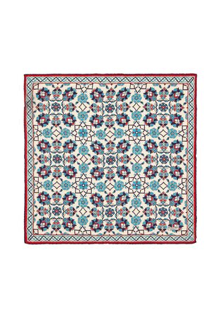 مربع جيب حرير بنمط أزرق كحلي 