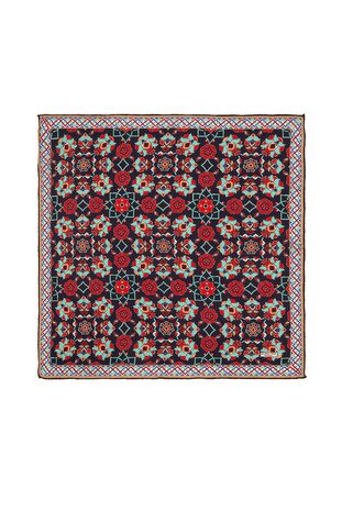 جيب حرير بنمط أزرق كحلي ذهبي مربع 