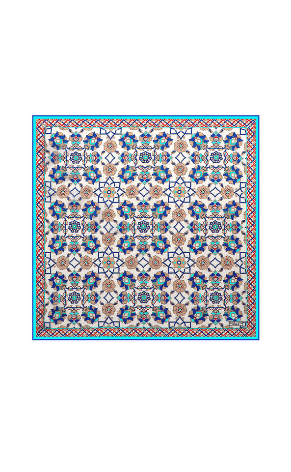 جيب حرير بنمط ذهبي إكرو مربع - Bursa İpek