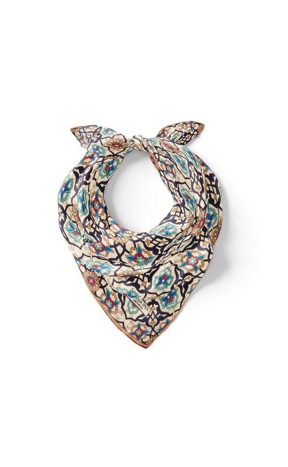 أزرق كحلي إكرو بلاطة لولبية نمط حرير جيب مربع - 2