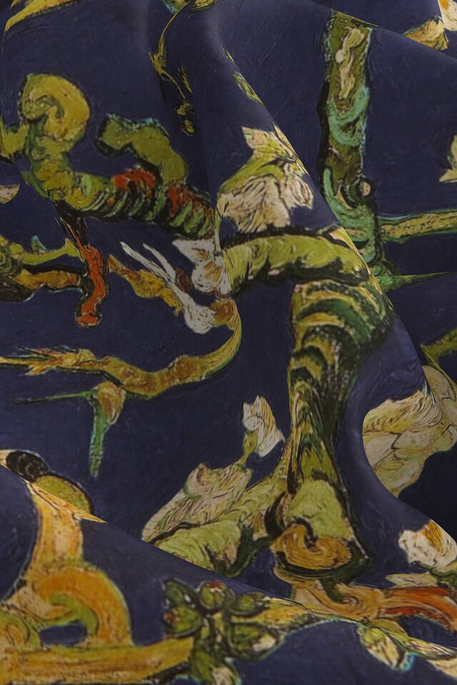 مربع جيب حرير لوز أزرق كحلي - 3