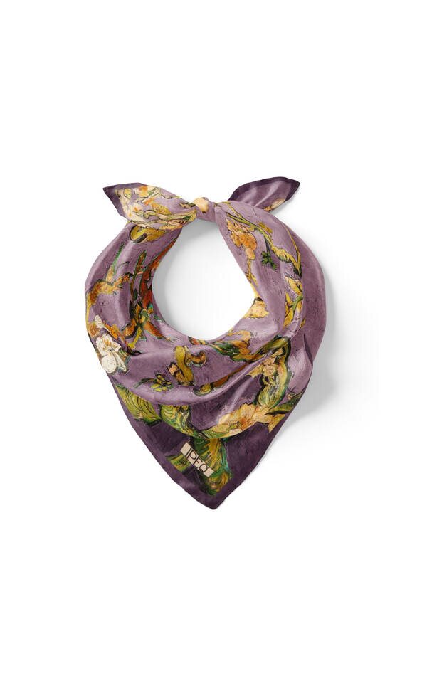 مربع الجيب الحرير زهرة اللوز الأرجواني - 2