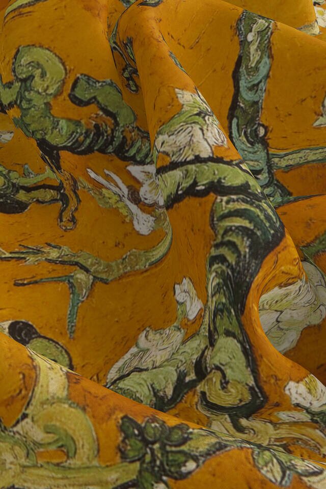 مربع الجيب الحرير الخردل اللوز زهر - 3