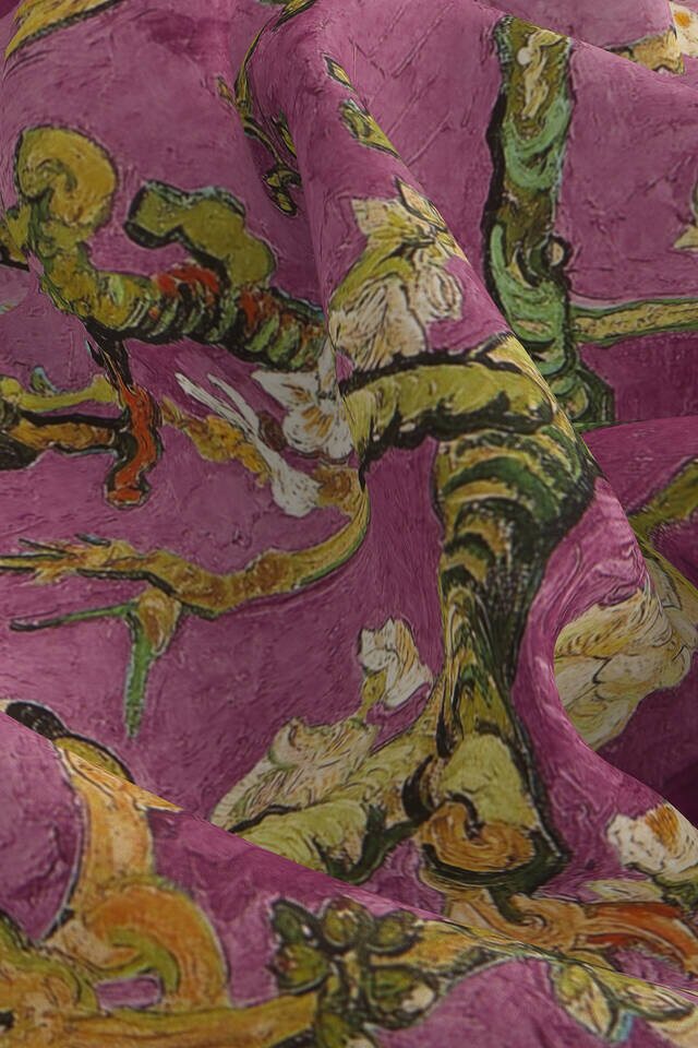 مربع الجيب الحرير زهرة اللوز المجفف الوردي - 3