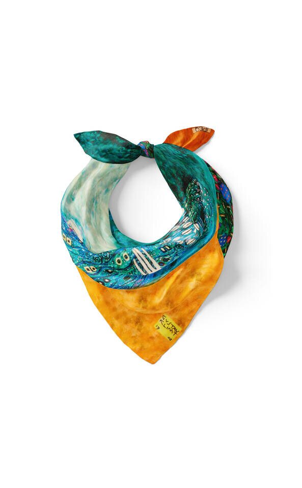 المياه الخضراء إيميل الأزهار نمط جيب مربع الحرير - 2