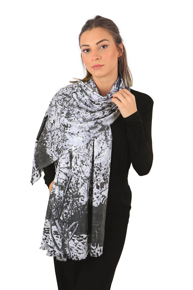 شال شتوي بنمط شجرة الخوخ الأسود - 2