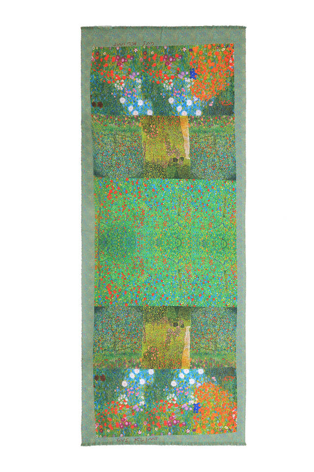 شال شتوي بنمط الزهور الخضراء - 4