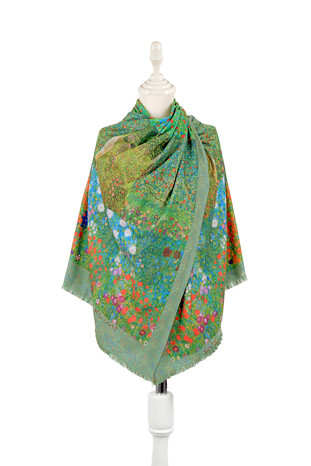 شال شتوي بنمط الزهور الخضراء 