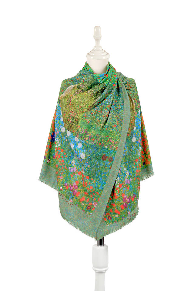 شال شتوي بنمط الزهور الخضراء - Bursa İpek