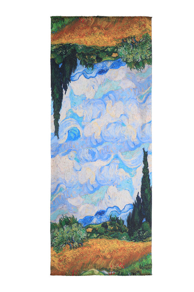 شال شتوي بنمط حقل القمح الأصفر - 4