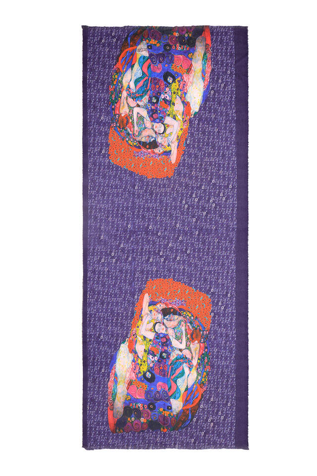 شال شتوي بنمط الفتيات الصغيرات باللون الأزرق الداكن - 4