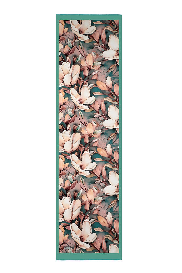 فولارد حرير بنمط النرجس البري الأخضر - 5