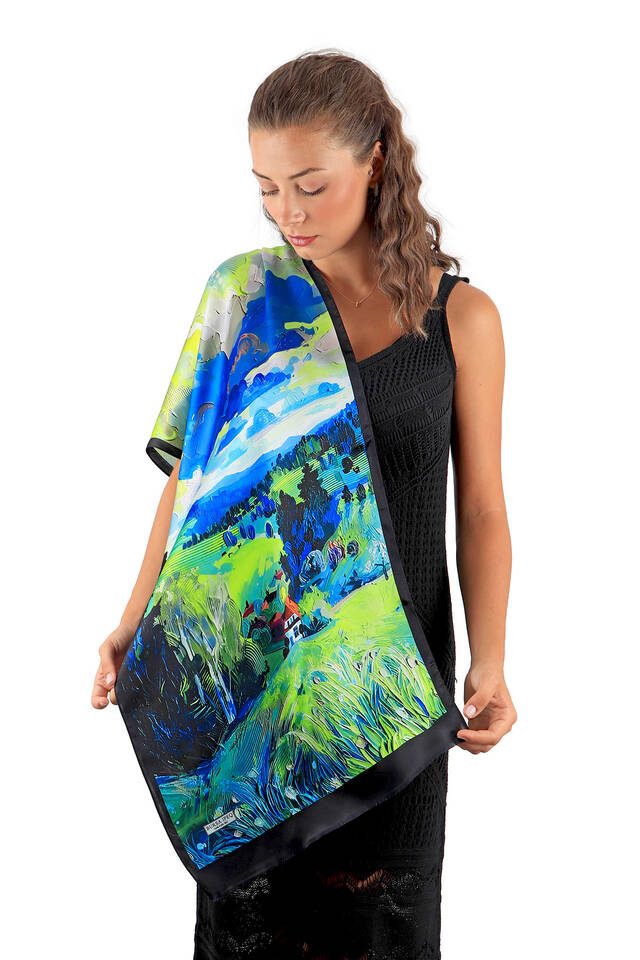 فولارد حرير بنمط الطبيعة الخضراء - 2