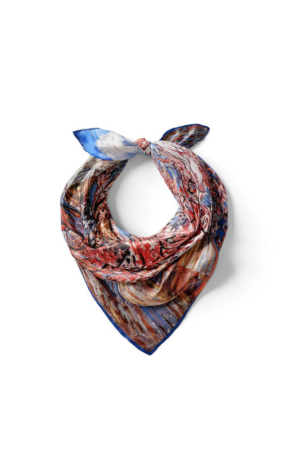 مربع الجيب الحريري بنمط شجرة الخوخ الأزرق - 2