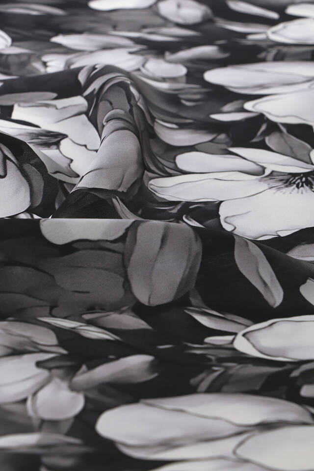 مربع جيب من الحرير بنمط النرجس الأسود - 3