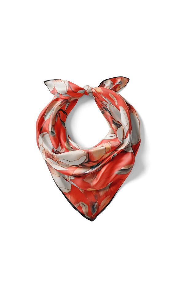 زهرة الرمان نمط النرجس مربعة الجيب الحريرية - 2