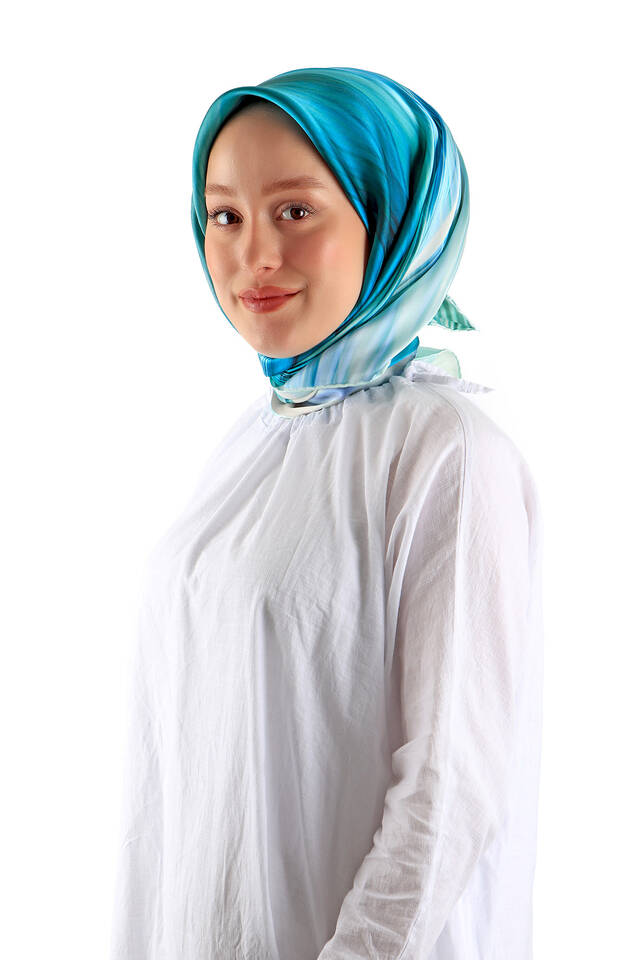 النعناع قوس قزح نمط سورا الحرير وشاح مربع - 2