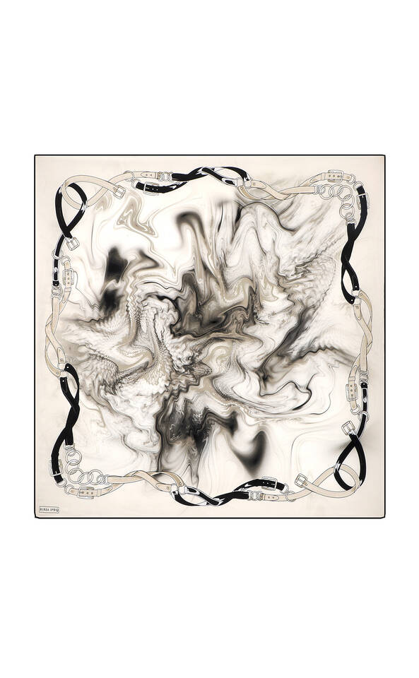 وشاح مربع من الحرير بنمط الحزام الحجري 