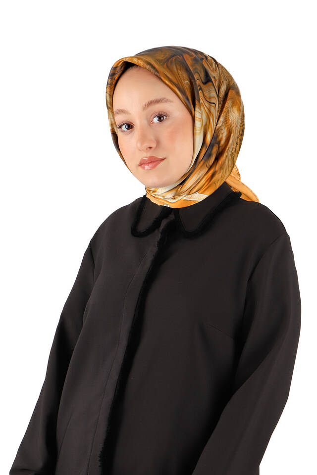 حزام برتقالي نمط سورة الحرير وشاح مربع - 2