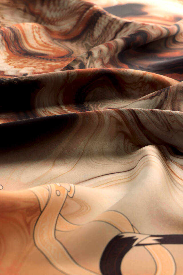 حزام السلمون الداكن نمط سورة الحرير وشاح مربع - 3