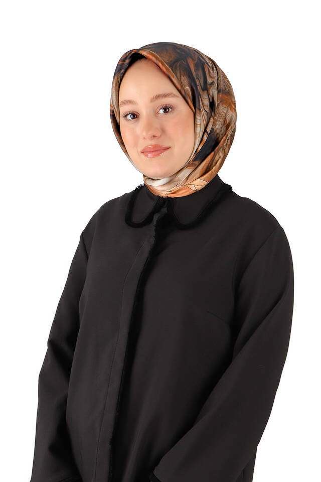 حزام السلمون الداكن نمط سورة الحرير وشاح مربع - 2