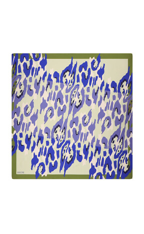 وشاح مربع من الحرير بنمط الساري الأخضر 