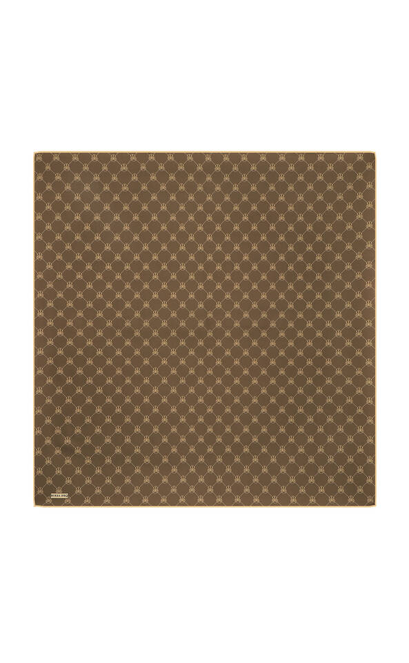 وشاح مربع من الحرير من نسيج قطني طويل باللون البني على شكل فراشة - Bursa İpek