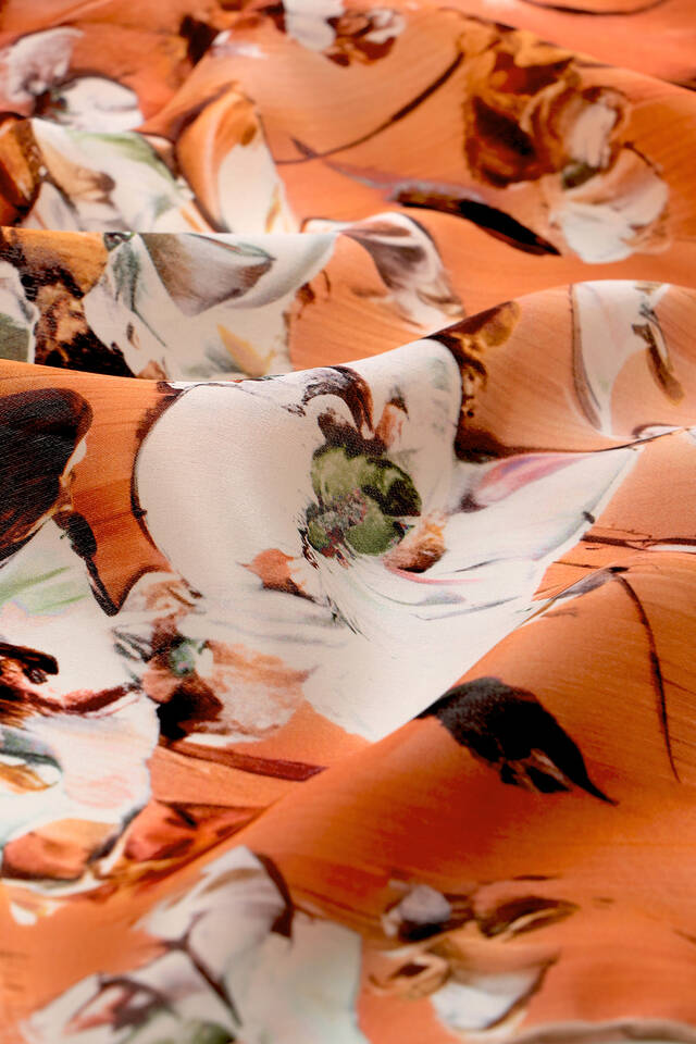 مربع الجيب الحريري بنمط شقائق النعمان البرتقالي - 4