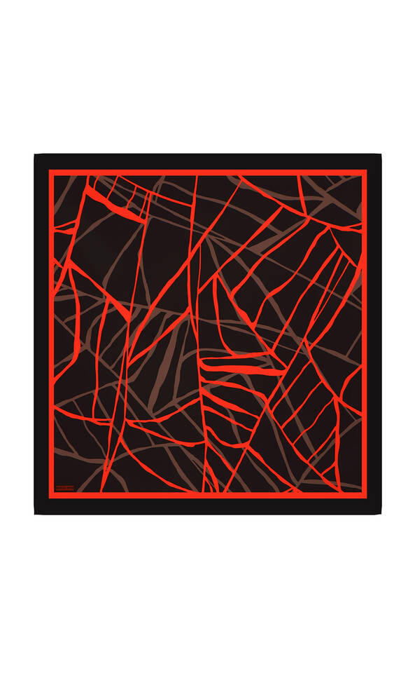 وشاح مربع من الحرير بنقشة الفسيفساء الكستنائية 