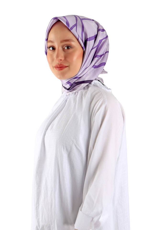 أرجواني فسيفساء نمط حك الحرير وشاح مربع - 2